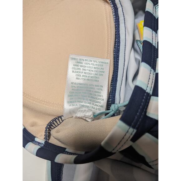 Tankini Top Kona Sol Navy Small Blue Striped Keyhole Swimwear Tunnel Back Modest - Picture 10 of 10